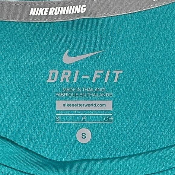 Nike Dri-Fit Womens Running Tee Teal Recycled Polyester Short Sleeve Top Size Sm - Picture 2 of 8